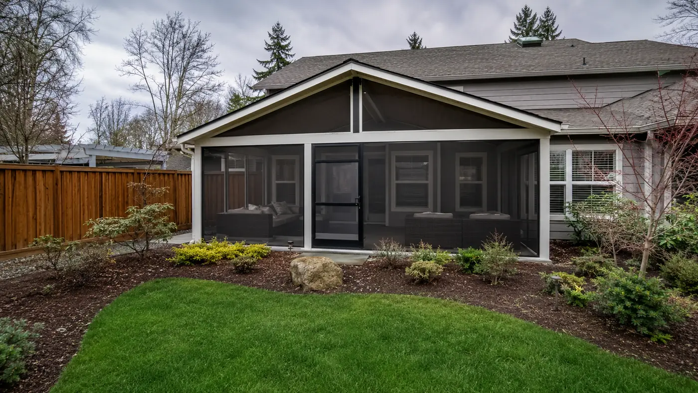 Screen room addition on the back of a Salem, OR home
